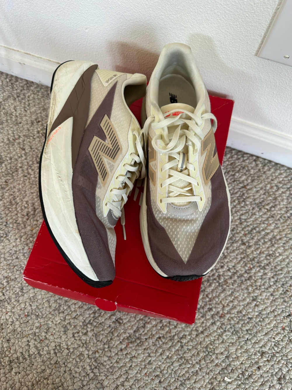 New Balance Rebel 5 Cream and Brown Trainer Sneakers